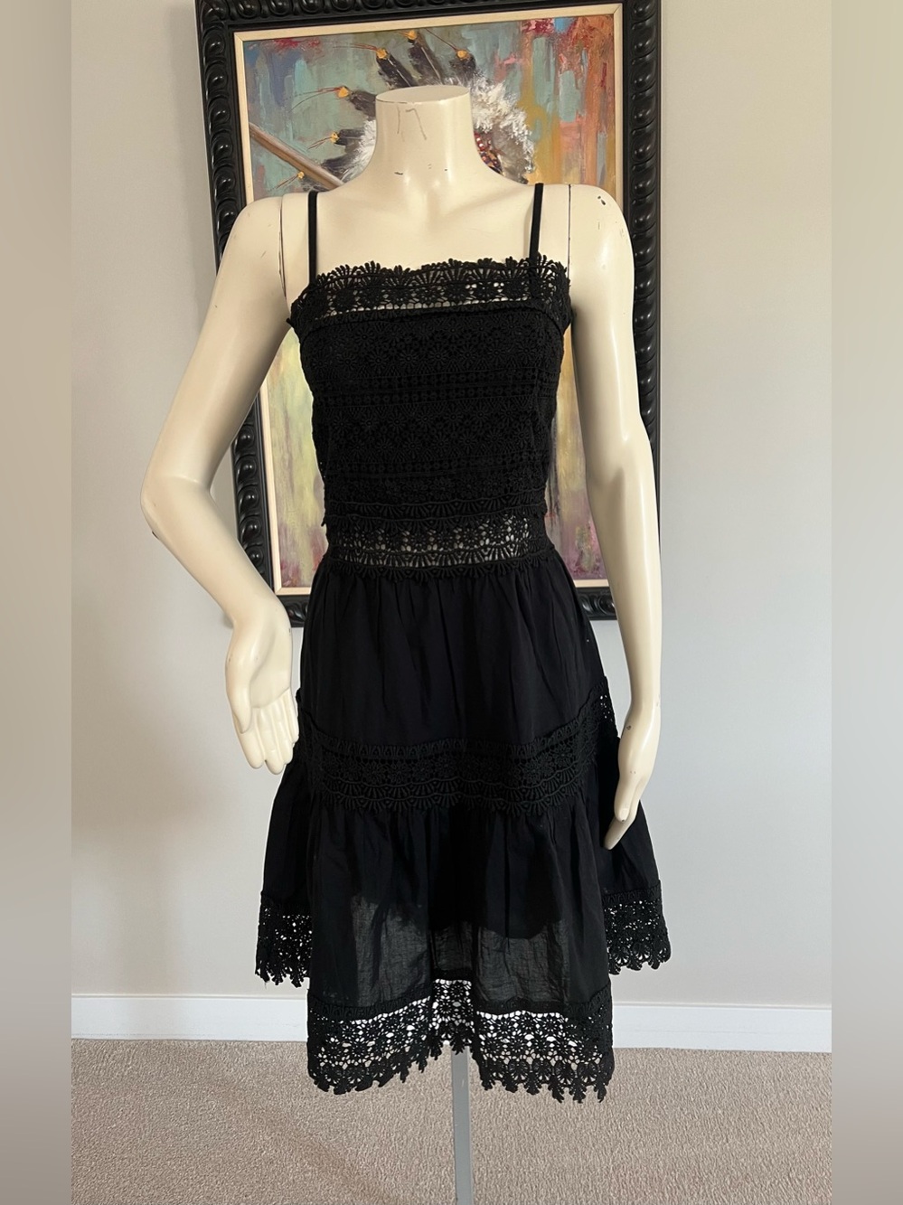 River Island Black Lace Cotton Dress - Picture 3 of 15